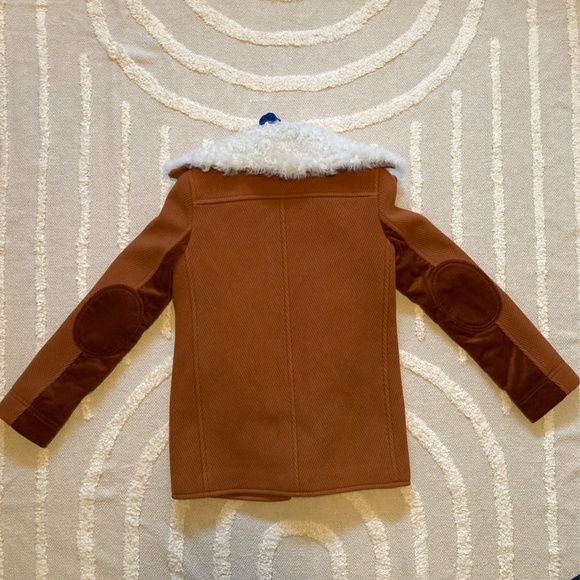 Tory Burch Lancaster Wool Fur Chevron Coat Orange - Picture 10 of 12